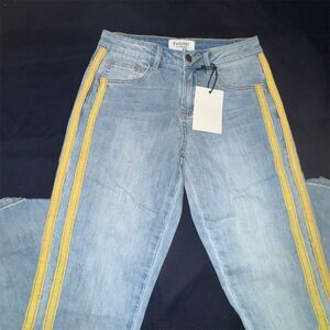 Evidnt Los Angeles Women's Skinny Jeans Blue Yellow Stripes Size 25